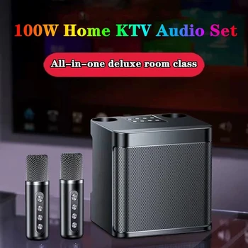 100W explosivo portátil profissional karaoke microfone duplo alto-falante bluetooth casa ao ar livre, inteligente dispositivo externo a caixa de som