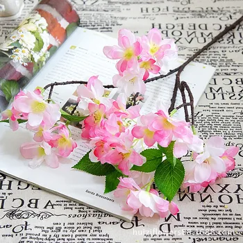 1pc de flor de cereja artificial ramo de flores em casa a festa de casamento decorativa de arranjos florais fotografia adereços