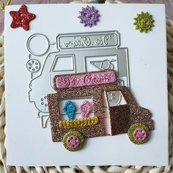 Novo caminhão de sorvete de corte de metal die molde de scrapbook decoração em relevo álbum de fotos de decoração de cartão de fazer DIY artesanato
