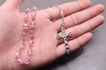 TZK 8mm de plástico cordão longo pulseira. Bom Virgem Maria bracelete da oração. Bênção De Cristal Da Pulseira Terço, Católica Longo Pulseira