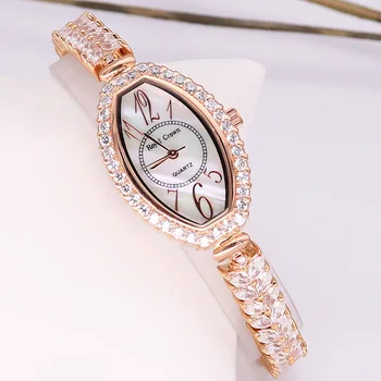 Senhora das Mulheres Relógio de Quartzo de Japão Moda Relógio de Cristal de Horas de Mãe-de-pérola Vestido Pulseira de Strass Menina Dom Coroa Real Caixa
