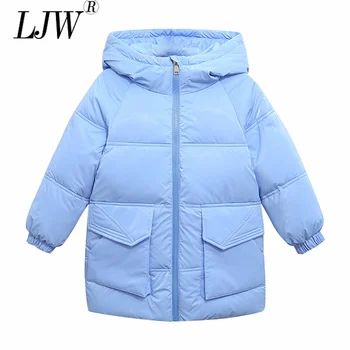 O novo brilhante impermeável de alta qualidade para baixo do casaco, médio e grande, roupas para crianças de 4 a 12 anos para crianças de inverno quente lon