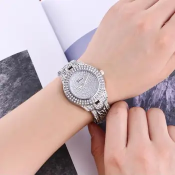 2021 Nova Homens Relógio de Quartzo de Moda de Luxo Completo Diamond em Aço Inoxidável Correia de Aço de Diamante, Multi-função Relógio Casual