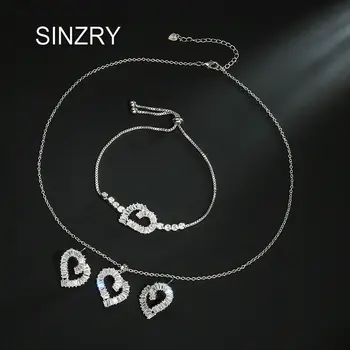 SINZRY Quente Cúbicos de Zircônia forma de coração Conjuntos de Jóias elegante brilho elegante colar brinco, pulseira de conjuntos