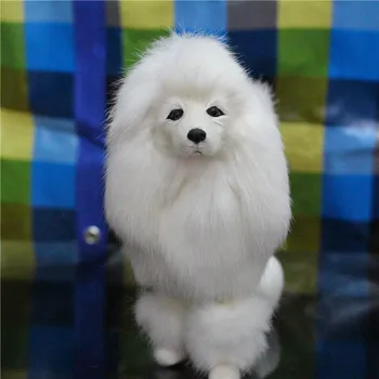 simulação bonito poodle branco 20x20cm modelo de polietileno&peles de cachorro modelo de decoração de casa adereços ,de modelo dom d612