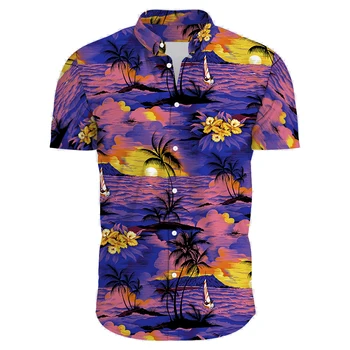 2022 Havaiano Tropical Shirts Para os Homens 3d Férias na Praia de Manga Curta de Verão de grandes dimensões Tops, T-Shirt Homem Floral Blusa 5xl Camisa