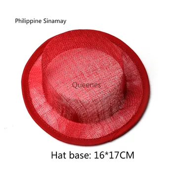 Europeu de Casamento DIY Chapéu da Base de dados de 16CM Philippine SInamay Sólido Mini Superior Chapéu de Festa DIY Grampo de Cabelo VIntage Senhoras Chapéu de Acessórios para o Cabelo
