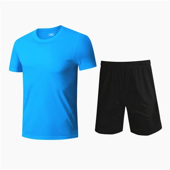 2 Pedaços de Execução Define Homens Mulheres Respirável Desporto T-shirt & Shorts de Futebol Jersey Treino de secagem Rápida, Movimentando-Sportswear