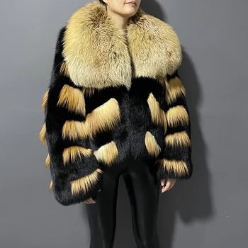 rf21118 2021 Inverno Novo Design Super Grande Colarinho Real Fox Casaco de Pele de Mulheres cheias de Peles