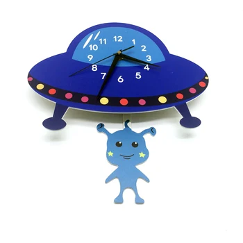 Estilo moderno Cartoon 3D Relógio de Parede Bonito Alienígena Decoração Adesivos de Parede Criativo Crianças de Parede, Relógios Digitais desenhos o colf