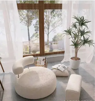 Louis Moda Cordeiro de lã de lazer cadeira de tatami de lazer, quarto de solteiro pequeno sofá cadeira de varanda, sala de estar preguiçoso sofá