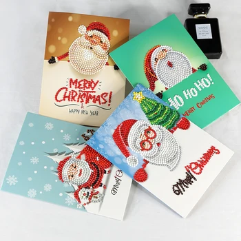 8PCS/MONTE Natal 5D Cartão Festivo de Aniversário, Ano Novo Desejos Cartão Criativo DIY Diamante Pintura Cartões
