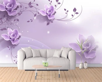 Beibehang papel de parede Personalizado romântico e elegante flores roxas TV 3D de fundo de sala de estar, quarto, casa, decoração 3d papel de parede