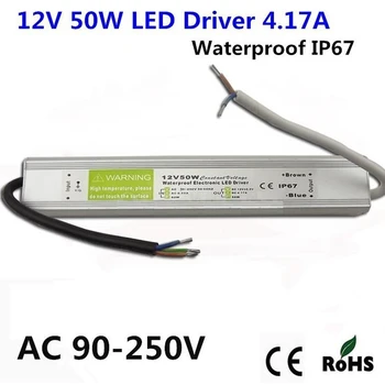 DC12V potência de 50W Electrónicos Driver de LED IP67 Impermeável Exterior de Equipamentos de Iluminação, Fornecimento de Energia Transformadores