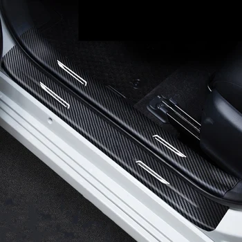Carbono Fibr Carro Soleira da Porta Mat Limite de Proteção de couro para Mitsubishi Clipse Cruz Outlander Asx Rvr 2016-2022 Acessórios