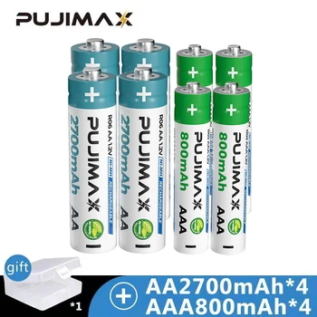 PUJIMAX 2022 Universal 1,2 V AA/AAA Bateria Recarregável Conjunto de 8Pcs Várias Proteções Enviar a Caixa de Bateria Para a Lanterna do Brinquedo