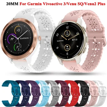 20mm Pulseira de Silicone Para Garmin Venu2 Plus/SQ/Vivoactive 3 Smartwatch Pulseira Bracelete Forerunner 645 245 Pulseira de Acessórios
