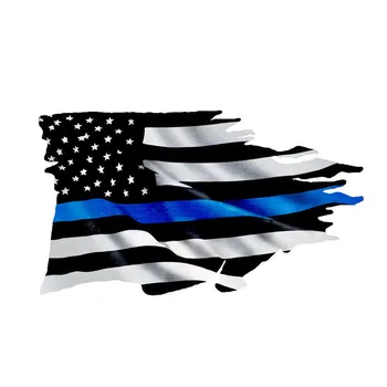 Interessante Polícia EUA Fina Linha Azul Esfarrapada Bandeira Adesivo de Carro de Vinil Estilo Carro Acessórios Decalque de PVC Aplicam A Janela do Carro