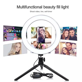 TikTok de 14 polegadas de LED Dimmable Selfie Luz do Anel do Vlog do Blogger Vídeo ao Vivo de Maquiagem da Lâmpada de Mesa de Telefone de Fotografia de Encher de Luz a Luz da Noite