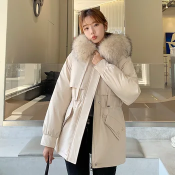 2021 meninas novas de outono e de inverno, além de veludo grosso torta para superar solta comprimento médio coreano de algodão acolchoado jaqueta