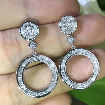 Original 925 prata esterlina Oscila o Brinco forma de T Dimaond Jóias de Luxo Festa de Casamento Brincos para Mulheres de Noiva de Presente