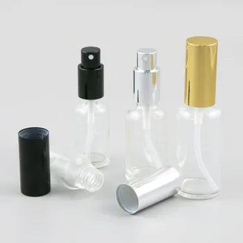 10pcs claro frasco de vidro preto com metal dourado bomba tampa de cosméticos pulverizador frasco de 5 ml, 10 ml 15ml 20 ml 30 ml 50 ml 100 ml