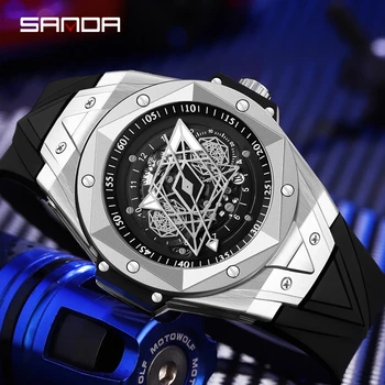 SANDA 2023 Luxo Homens Relógios Casuaal Moda Impermeável ponteiros Luminosos de Relógio de Quartzo Para o sexo Masculino Relógio Relógio Masculino 7015