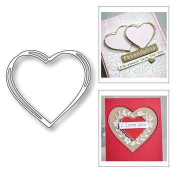 2020 Novo Dia dos Namorados Coração de Quadro Borda em Camadas de Metal cortantes Para DIY Scrapbooking Cartão fabricação de Papel sem carimbos