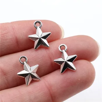 14x11mm 20pcs de Prata Banhado Antiga Estrela de Cinco Pontas Estilo Artesanal Encantos Pingente:DIY para pulseira colar-P4-39