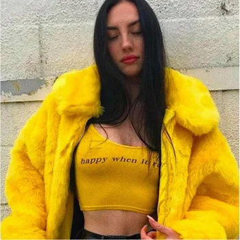 Amarelo outono solta vison de faux leather jacket womens inverno engrossar quente fur casaco de couro mulher slim roupas da moda 4XL