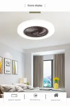 Smart Ventilador de Teto, quarto com luzes de controlo remoto de ventilação lâmpada de 45 cm invisível lâmina de ar retrátil e mudo