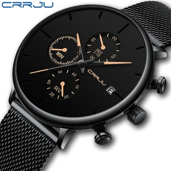 Relógio Masculino Relojes CRRJU Relógio Mens Relógios as melhores marcas de Luxo do Esporte Relógio de Quartzo de Negócios Impermeável relógio de Pulso