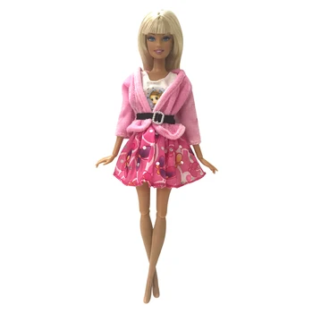 NK mais novo Vestido da Boneca Bonito feito a mão Festa de Roupas Fashion Dress+Chapéu Para a Barbie Nobre Boneca Melhores Filho Meninas'Gift 086UM
