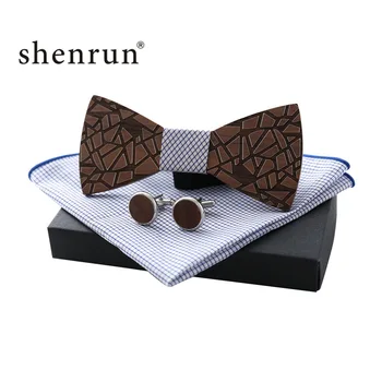 ShenRun Moda de Madeira Original de Laço Cavalheiro Noivo de madeira gravata Borboleta Festa de Casamento Laços de Borboleta Para o Homem