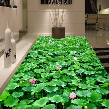 beibehang lagoa flores chão-de-fábrica adesivo 3D papel de parede casa de banho mural Romântico antiderrapante impermeável auto-adesivo papel de Parede do PVC