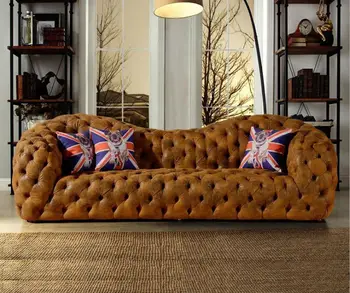 sala de estar, conjunto de sofá de muebles de sala de couro genuíno sofá moderno mobiliário de casa neoclássica sofá chesterfield sofá grande assento 3