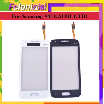10pcs/lot Para Samsung Galaxy SM-G318H G318h G318 Digitador da Tela de Toque Frente do Sensor de Lente de Vidro do Painel Preto Branco Substituição