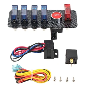 12V LED Automático de Alternância da chave de Ignição, o Painel de um Carro de Corrida de partida do Motor Push Set Kit + 4 Azul E 1 Vermelho LED Botão de Alternância de Painel