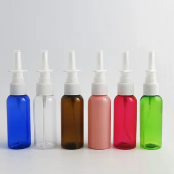 50ml de Plástico Vazio de Spray Nasal Garrafas Com Névoa Nariz Pulverizador Reutilizável Azul Âmbar Claro Vermelho Rosa Verde Garrafa 30pcs