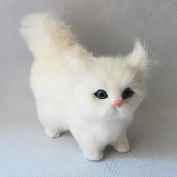 a vida real do brinquedo sobre 12x13cm gato branco modelo de polietileno&peludos peles de pé cat modelo de decoração de casa de presente h1260