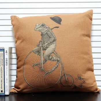 Bicicleta Sapo capa de almofada,desenhos animados e fronha de Linho fronha Carro de Decoração de Casa de almofadas do Sofá