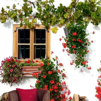 Beibehang Personalizado Mediterrâneo janela de flor de rosa papel de parede para decorações de parede decoração sala de estar decorativa PLANO de fundo
