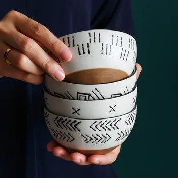 Fosco Japonês Criativo Cerâmica Sobremesa, Bowl pequeno-Almoço para Crianças Tigela Pequena pintados à Mão Temperos Tigela Nórdicos Mesa
