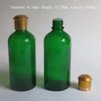 atacado 100Pcs 100ml de vidro de óleo essencial de garrafa,100ml conta-gotas de óleo Essencial de garrafa, 100 ml de aromaterapia verde garrafas de vidro