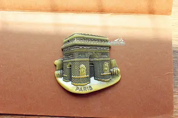 França Paris Arc De Triomphe Viagens de lazer Lembrança 3D Metal Ímã de Geladeira de PRESENTE
