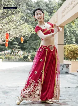 Mulheres De Halloween Traje De Dança Do Ventre, Conjunto De Jasmim Princesa Vestido De Bollywood Superior Roupa De Princesa Indiana Roupas