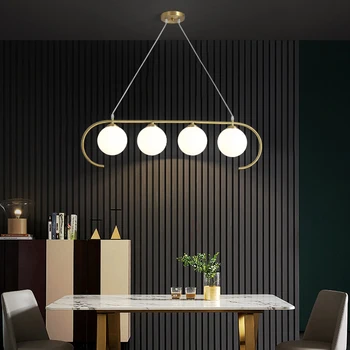 Todos-cobre restaurante lustre moderno e minimalista Nórdicos personalidade criativa mesa de jantar, bar lustre tira de lâmpadas de LED