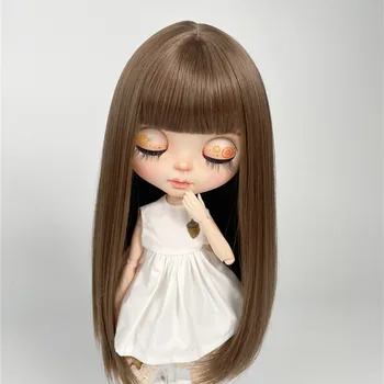 blyth boneca peruca para blyth tamanho bjd blythe peruca de franja interior fivela macio de seda princesa corte estilo boneca, acessórios (oito cores)