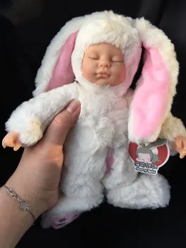 [ Engraçado ] 25cm de Simulação de bonecas e Reborn baby doll Sono aplacar a moda coelho de boneca, brinquedo de pelúcia macia crianças de presente