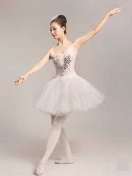 Branco Ballet Saia Tutu De Balé De Vestir Meninas O Lago Dos Cisnes Traje Mulheres Ballet Dança Trajes De Estágio Profissional